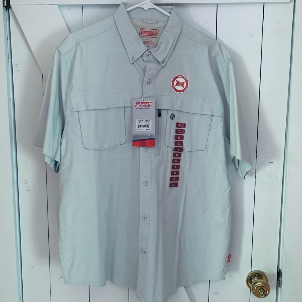NWT Fishing Shirt Button Down Shirt Short Sleeve Shirt Men's XL Hiking Camping